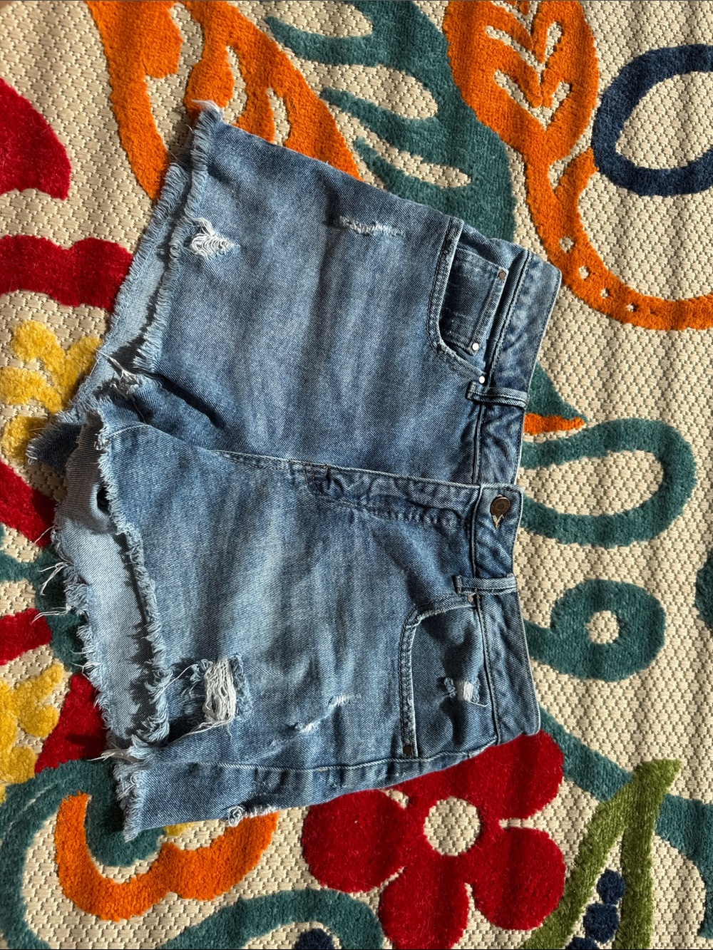 Light Wash Denim Cutoff Shorts with Frayed Hem